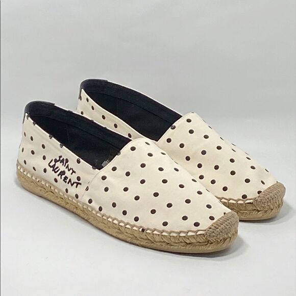 Saint Laurent Signature logo Polka Dot Espadrilles size 39.5 - Picture 4 of 12